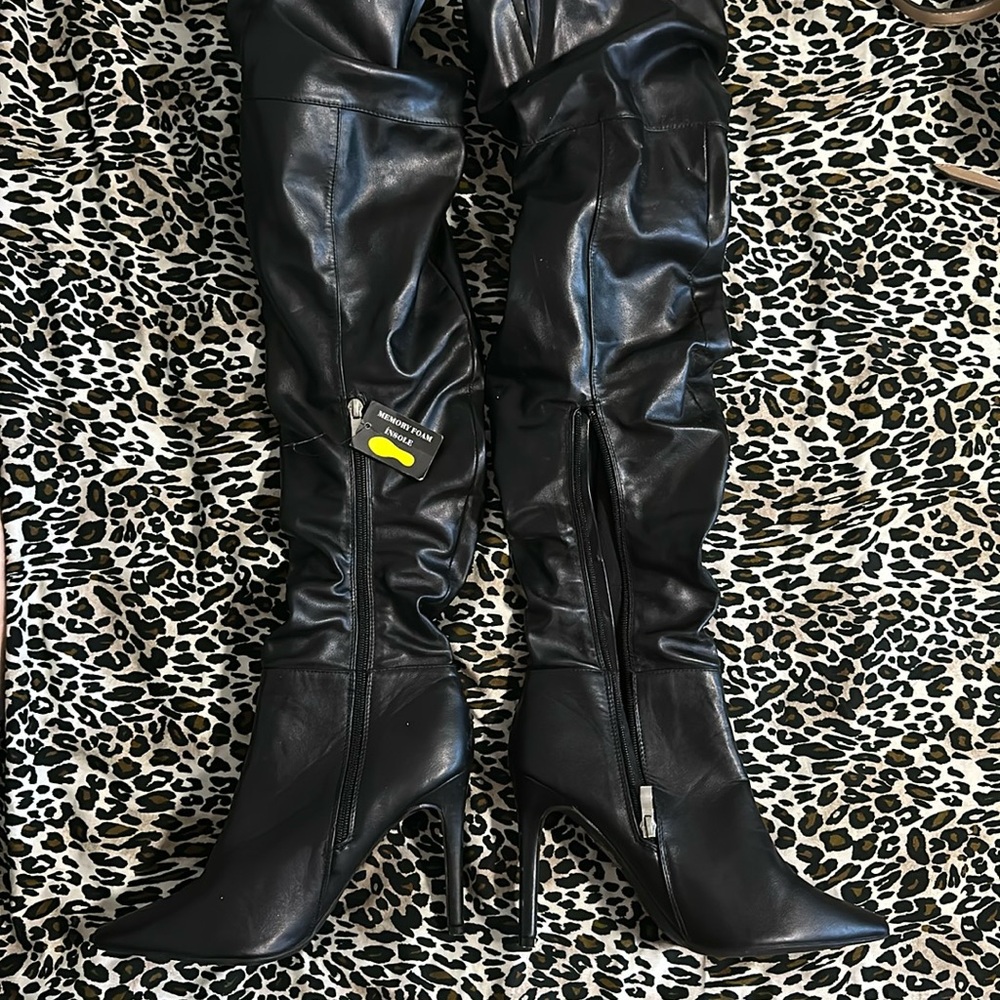 Long black heel boots